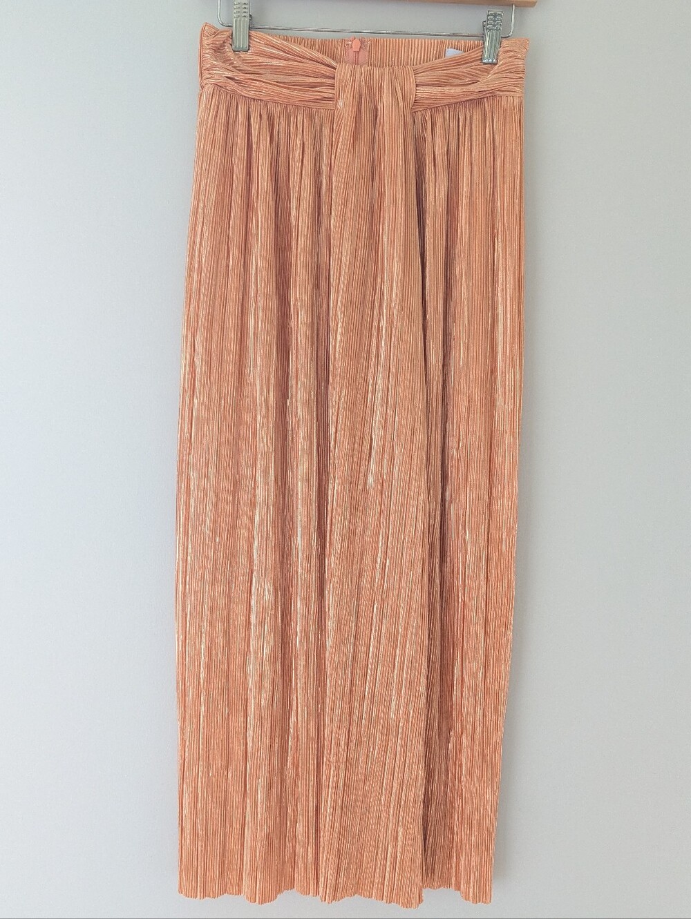 NWT Sabina Musayev Galia Skirt S Rose Gold Metallic Pleated Maxi $385